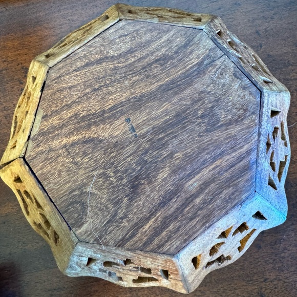INLAID WOOD TRAY WITH FLOWERS - OCTAGON SHAPE - Picture 4 of 11